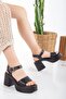 Scarlett Single Strap Platform Heeled Sandals Black Women's Shoes - 2