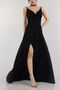 Strappy Draped Slit Maxi Length Evening Dress Wedding Engagement Graduation Dress - 2