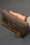 Men's Handbag Brown Genuine Leather Hand Strap Wallet Portfolio Bag Travel Care Handbag - 8