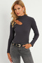 Women's Anthracite Cross Neck Half Fisherman Blouse B1404 - 3