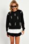 Women's Black-Ecru Pearl Sweatshirt Rlo01 - 3