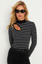 Women's Black-White Cross Neck Half Fisherman Blouse B1404 - 3