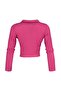 Fuchsia Buttoned Fitted Polo Neck Wrap/Textured Crop Knitted Blouse TWOAW22BZ0241 - 8