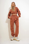 Women's Tile Sweatshirt and Elastic Waist 3 Thread Raster Pants Bottom Top Suit Alc-X12623 - 5