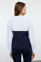 Strapless Navy Blue Striped Vest Woven Shirt - TWOAW25GO00054 - 5