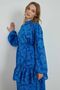 Floral Tulle Patterned Dress - Cobalt Blue - 4