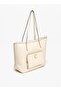 Solid Tote Bag with Front Pocket and Zip Closure - W 12 x H 26 x D 30 cm - 2