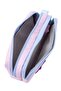01108 Pink Color Blue Zippered Waterproof Bondit Fabric Plush Printed Double Eyed Pen Holder - 6