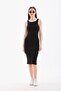 Black and White Piping Body-Fitting Sleeveless Knee-Length Ribbed Flexible Thick Strap Camisole Dress - 3