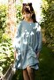 Long Sleeve Layered Dress Light Blue Organic Cotton