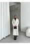 Stone Plated Buttoned Slit Long Coat-44092 - 2