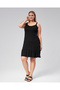 Women's Black Ruffle Dress with Wide Straps - 4