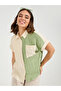 Textured Color Block Shirt with Turn-Up Sleeve