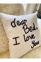 Dear Bed I Love You Punch Cushion Pillow Case Beige 42*42 Cm - 4