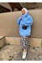 Extra Oversize Baby Blue Basic 3 Thread Cotton Women's Sweatshirt 1003