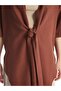 Lcwaikiki Classic Tile Shawl Collar Plain Oversize Linen Blend Women's Kimono (S4) - 4