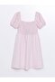 Xside Pink Square Neck Plaid Short Sleeve Women's Dress (S4) - 6