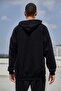 Black Unisex Hooded Kangaroo Pocket Oversized Loose Sweatshirt - 8