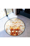 Beige Orange Theme Abstract Traditional Patterned Round Woven Base Vintage Decorative Carpet 6147