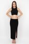 Women's Black Viscose Slit Pencil Skirt - 8