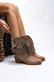Wrioviah Women's Tasseled Western Boots 0012710 Mink Suede