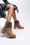 Rielradh Women's Fur Detailed Heeled Boots 0012501 Tan Suede - 3