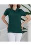 Dark Green Polo Collar Short Sleeve Children's Teenager School T-Shirt - 2