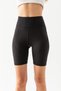 Women's Black High Waist Gathering Karyoka Stitching Breathable Soft Textured Flexible Sports Shorts Leggings - 7
