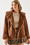 Women's Brown Laminated Suede Belt Detailed Coat 2310 60251777 - 2
