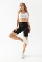 Women's Black High Waist Gathering Karyoka Stitching Breathable Soft Textured Flexible Sports Shorts Leggings - 6