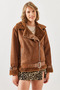 Women's Brown Laminated Suede Belt Detailed Coat 2310 60251777 - 7