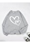 Women's Heart Printed Crew Neck Sweatshirt