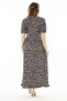 Women's Large Size Black Wrap Collar Long Dress with Elastic Detail at Cuff 65N37073 - 8