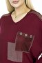 V-neck Pocket and Sleeves Mesh Detail Stone Embroidered Long Sleeve Comfortable and Flowy Stretchy Blouse - 6