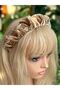 Imported custom design trend luxury wide drawstring knotted women's crown velvet crown gold gold - 2