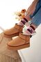 Women's Mini Tan Suede Ankle Boots with Furry Inside and Flat Sole - 2