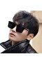 Retro large square frame UV400 polarized black unisex sunglasses - 3