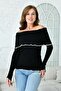 Madonna Collar Long Sleeve Black Knitwear Blouse 1028 - 8