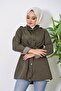 Women's - Zippered Short Bondit Trench Coat with Sleeve Stripes - 3