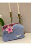 Blue Towel Fabric - Cosmetic Makeup Bag, Super Size 22x10x13 - 7