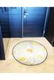 Yellow Gray Theme Floral Motif Patterned Round Woven Base Vintage Decorative Carpet 6159 - 4