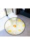 Yellow Gray Theme Floral Motif Patterned Round Woven Base Vintage Decorative Carpet 6159