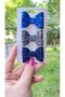Navy Blue Cobalt Blue Glittery Sequin Bow Clip Buckle Set of 3 - 3