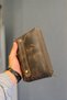 Men's Handbag Brown Genuine Leather Hand Strap Wallet Portfolio Bag Travel Care Handbag - 6