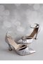 Women's Stoned Silver Satin Evening Dress Shoes 353 - 3