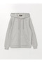 Lcwaikiki Basic Gray Melange Hooded Plain Long Sleeve Women's Zip-Up Sweatshirt