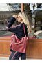 Women's Burgundy Shopper Large Handle Bag