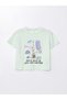 Lcw Kids Pastel Green Crew Neck Printed Short Sleeve Girls Pajama Set (S4) - 2