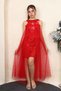 Girls' Dress with Cape Sequin Stitching Two-Piece Birthday Party Dress