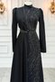 Hijab Clothing Mira Satin Fabric Digital Bsn Stone Prints Dress Hijab Evening Dress - 3